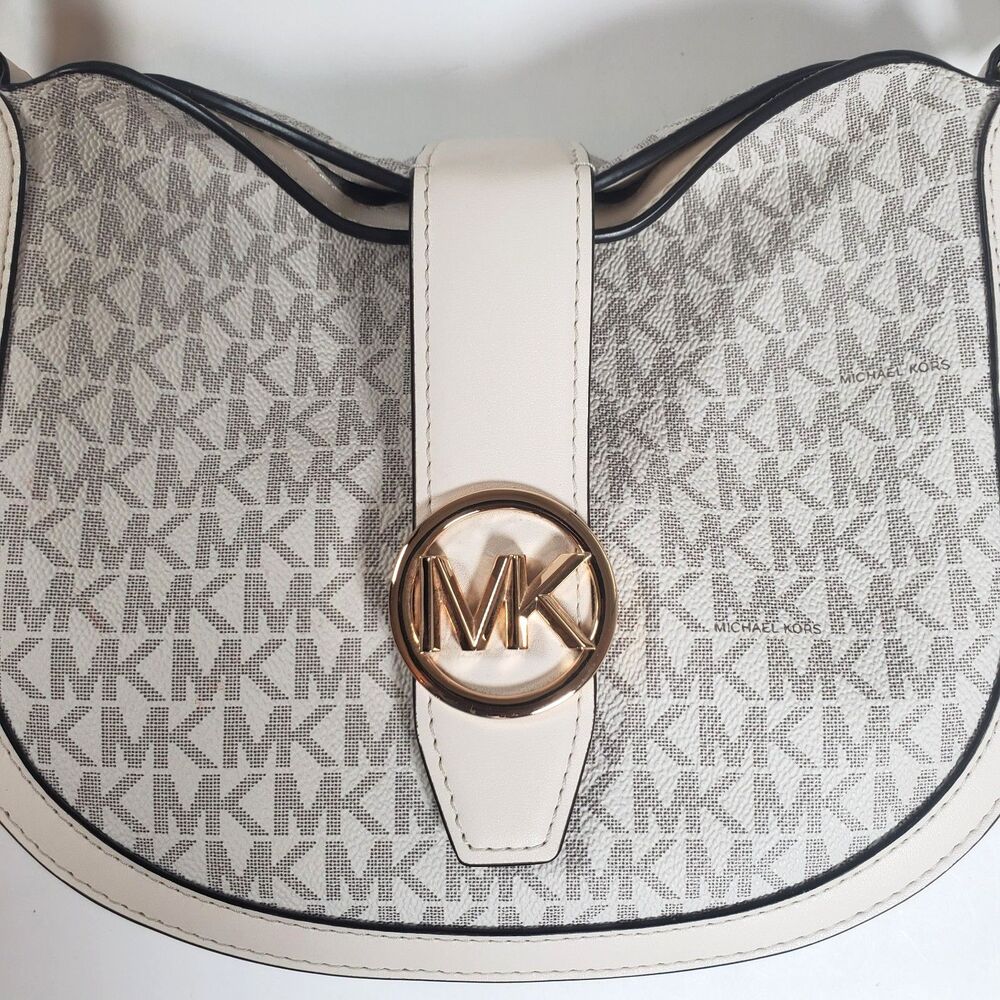 Michael Kors Women’s Crossbody Bag Small Beige Gabby Logo Print Hobo MK & Wallet - Picture 6 of 16